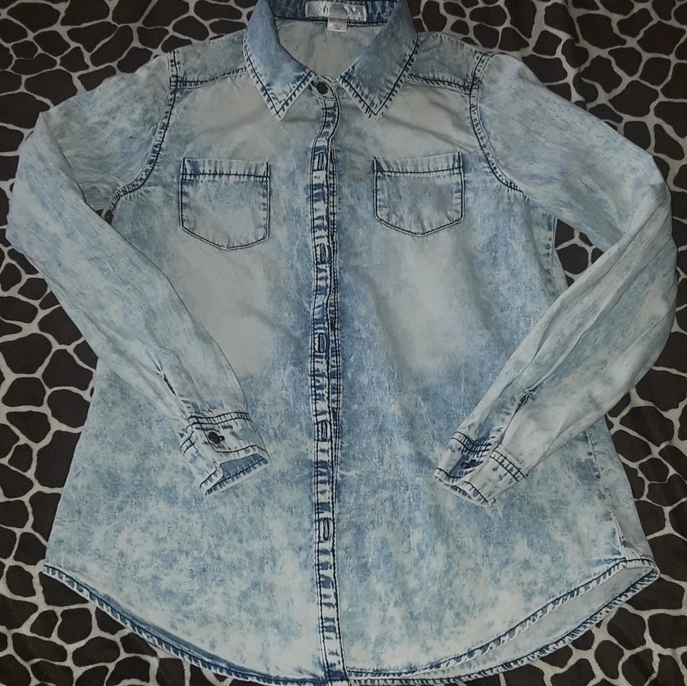 Acid washed Denim button down shirt